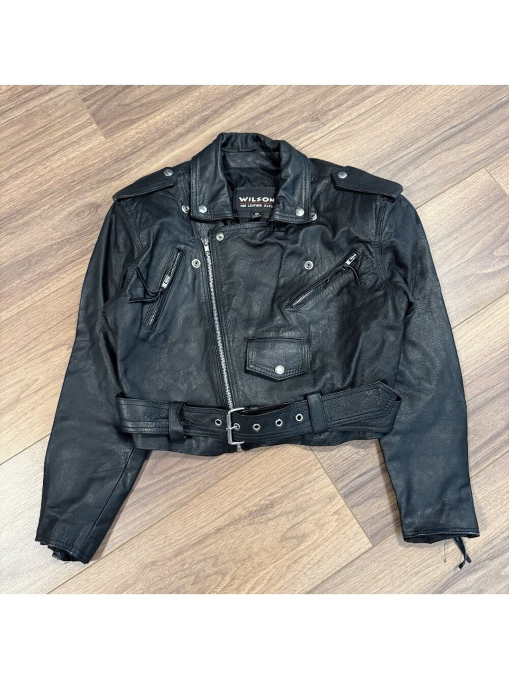 Vintage Wilson Leather Womens Moto Jacket Black Punk Biker Size Medium